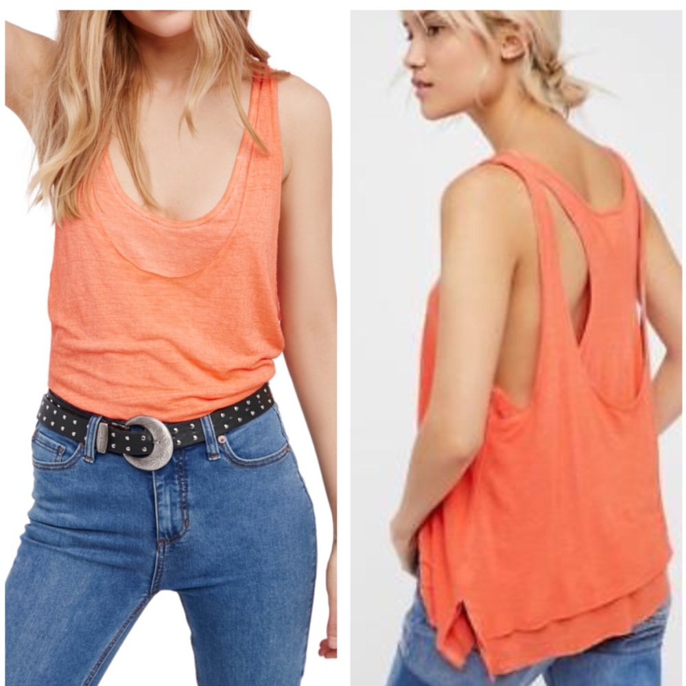 Free People Orange Layered Top